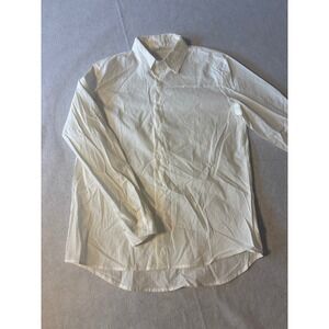 Unbranded Button Down Shirt Mens Small White Good Linen Blend Long Sleeve Solid